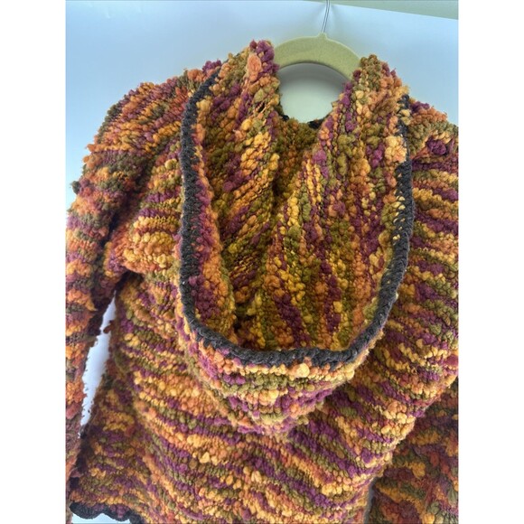 ECC Ecuadorian Clothing Company Wool Hood Full Zip Sweater Orange Textured Small - Picture 8 of 16